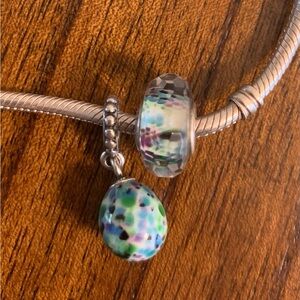 Elegant Silver Pandora Charm Multicolor Beads